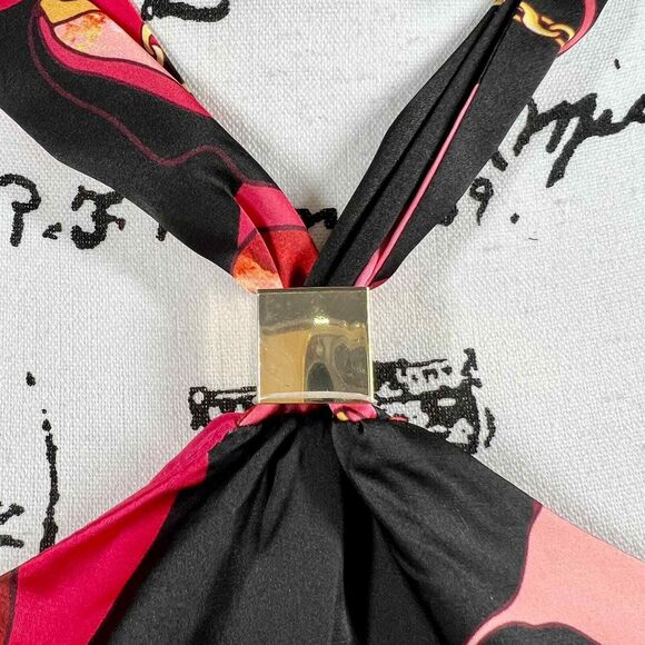 INC International Concepts pink red floral halter top back tie size L boho club - Picture 9 of 15